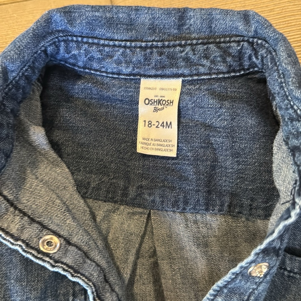Girls Denim and Navy Dress - Picture 4 of 5